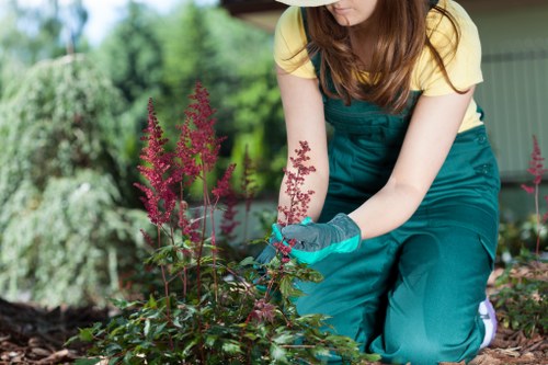 Staff member undergoing equipment training outdoors